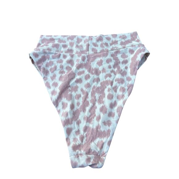 Aerie High Cut Pink Leopard Ribbed Bikini Bottom - Picture 3 of 3